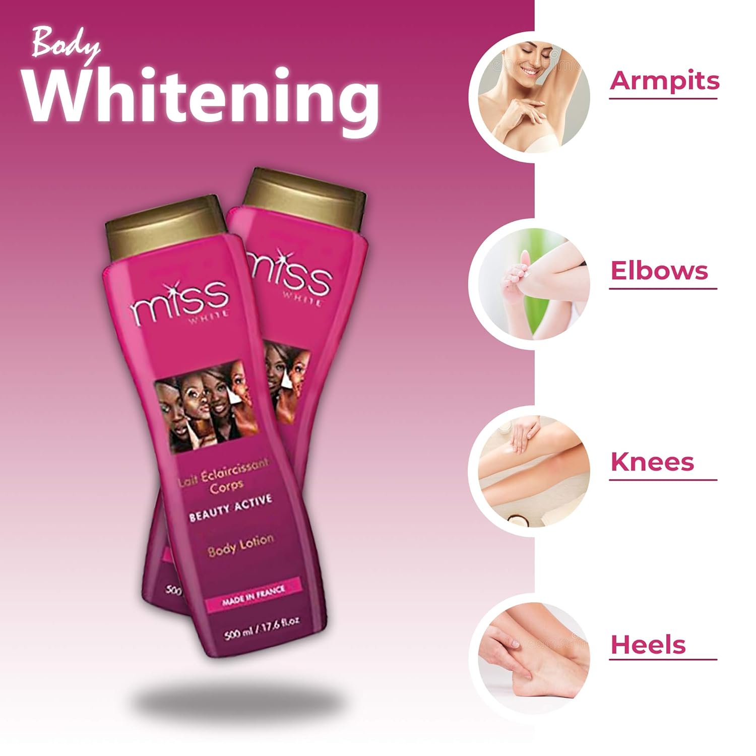 FAIR & WHITE -Miss White, Loción Corporal Iluminadora para la Piel  13.5 Fl oz  13.5 fl oz  Loción Hidratante, Ayuda a Reducir los pigmentos en