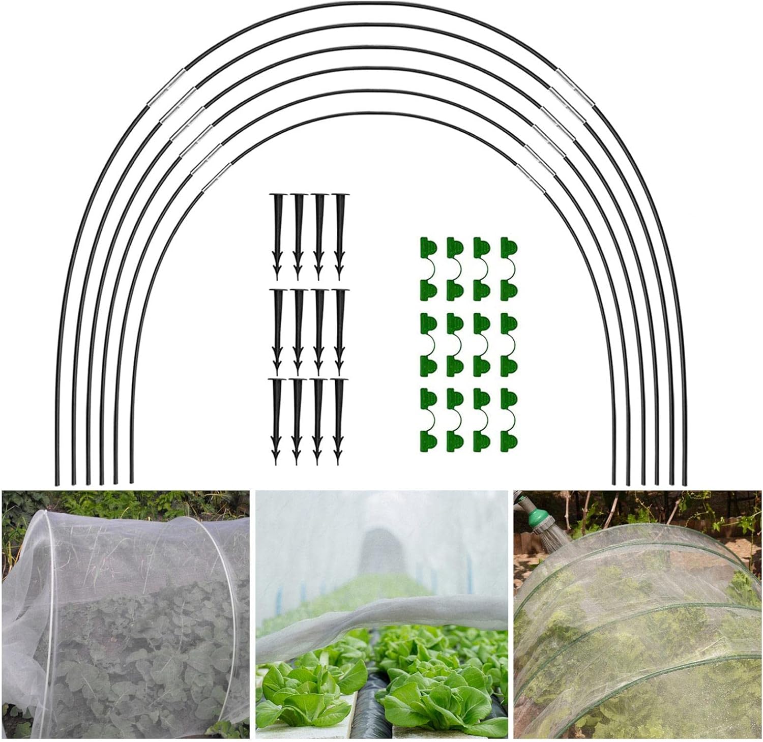 18 aros de invernadero mejorados, túnel de crecimiento, aros de invernadero de jardín, soporte de plantas arqueadas, marco de invernadero de aro de