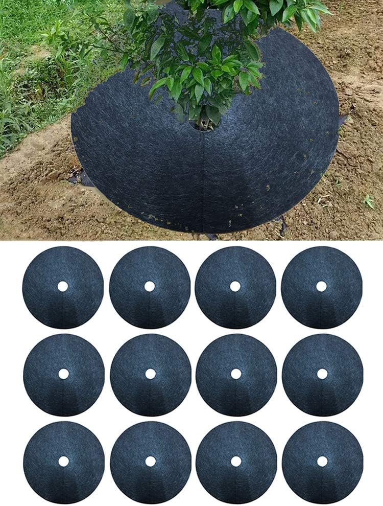 RESOYE Tapetes de protección para árboles, 24 piezas de 5.9 pulgadas, anillos de árbol negro para paisajismo, bloques de barrera de jardín,