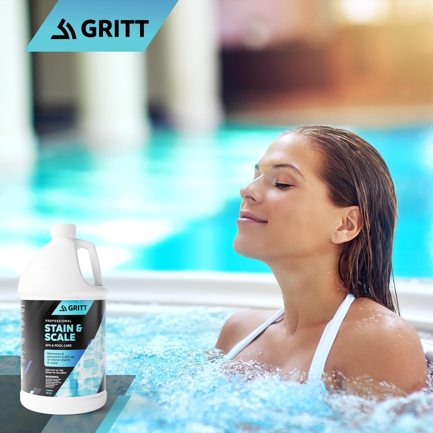 Gritt Commercial Control de manchas y incrustaciones de metal  Productos químicos para piscina, bañera de hidromasaje y spa para control de metales