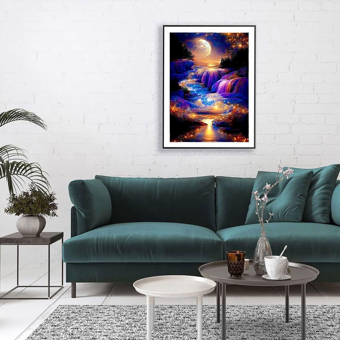 WUSARPLY Kits de pintura de diamantes con luz de luna para adultos, kit de arte de diamantes de paisaje nocturno, pintura de puntos de diamante con