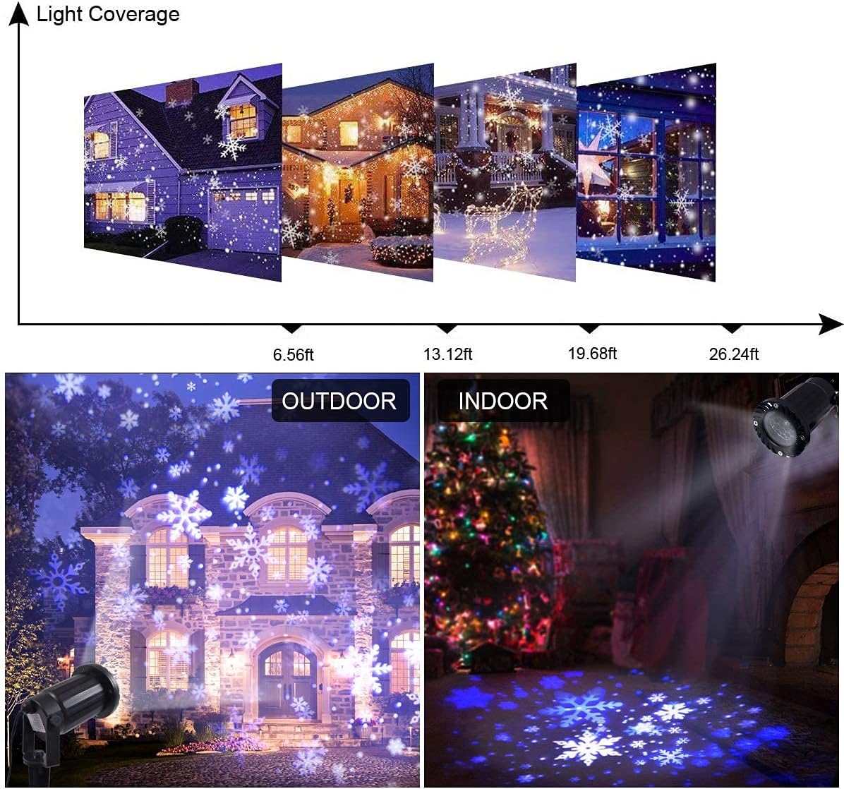 Proyector de tormenta de nieve de Navidad, luces de estaca de jardín al aire libre, luces LED de copo de nieve, impermeables, paisaje, remoto, copos