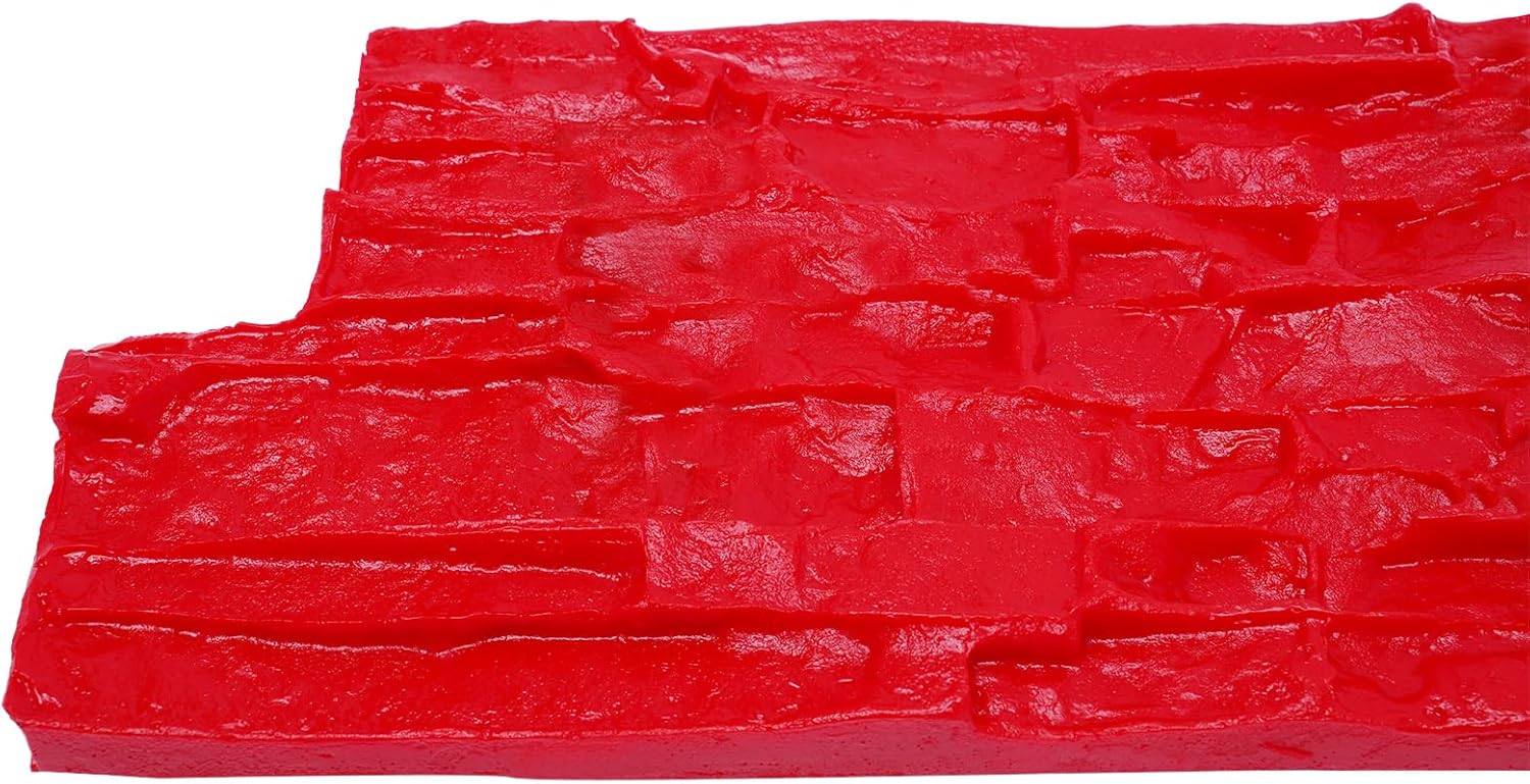 KONKENIE Sellos de hormigón de poliuretano grande Esteras de textura de piedra Herramienta de estampado Impresión de cemento rojo (15.7 * 7.9 in)