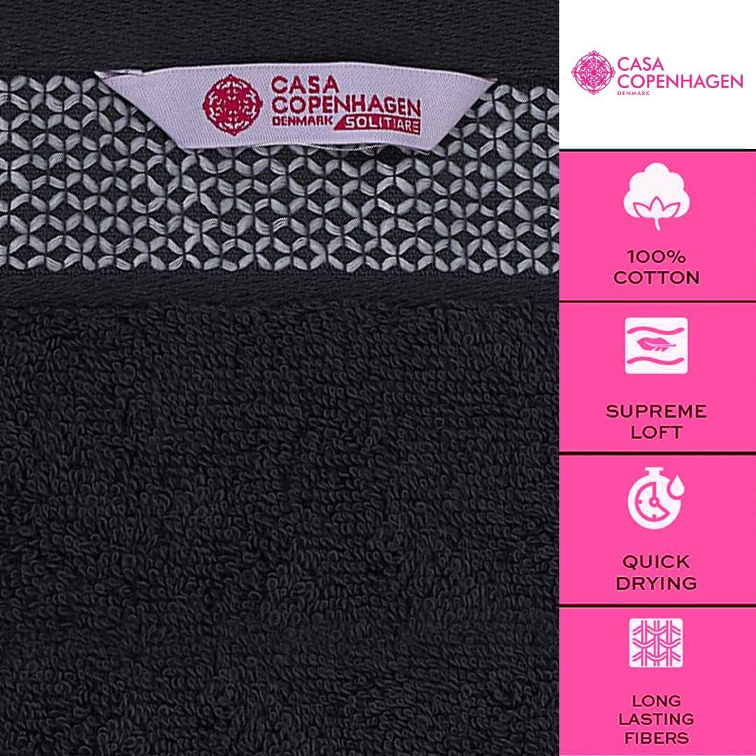 CASA COPENHAGEN Solitaire Mix – Juego de toallas de 6 piezas, color gris a rayas y negro, 21.16 ozm, 2 toallas de baño, 2 toallas de mano, 2 toallas
