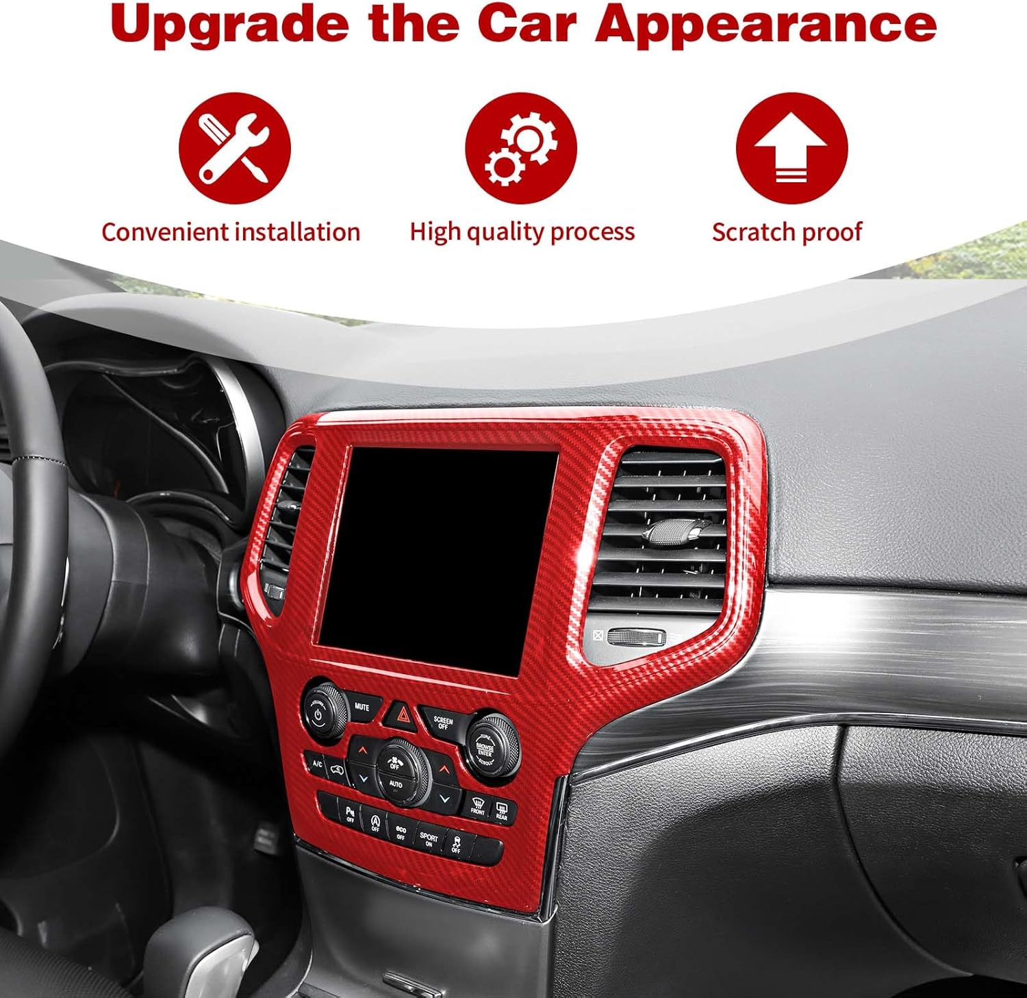 Cubierta para panel de navegación con bisel central para Grand Cherokee Center Dash compatible con Jeep Grand Cherokee 2019 2020, accesorios