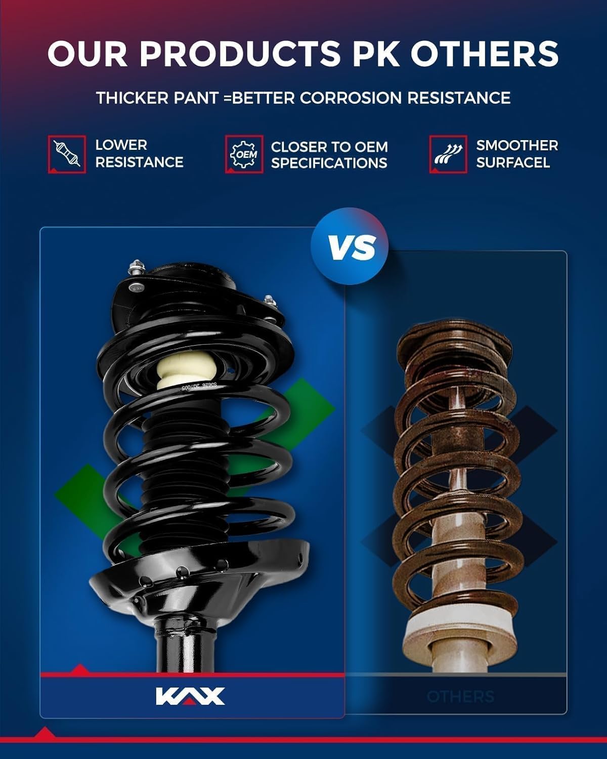 KAX Conjunto completo de resorte helicoidal y puntal trasero para Impala 2004-20052008-2013, Grand Prix 2004-2007, Impala Limited 372471L 372471R