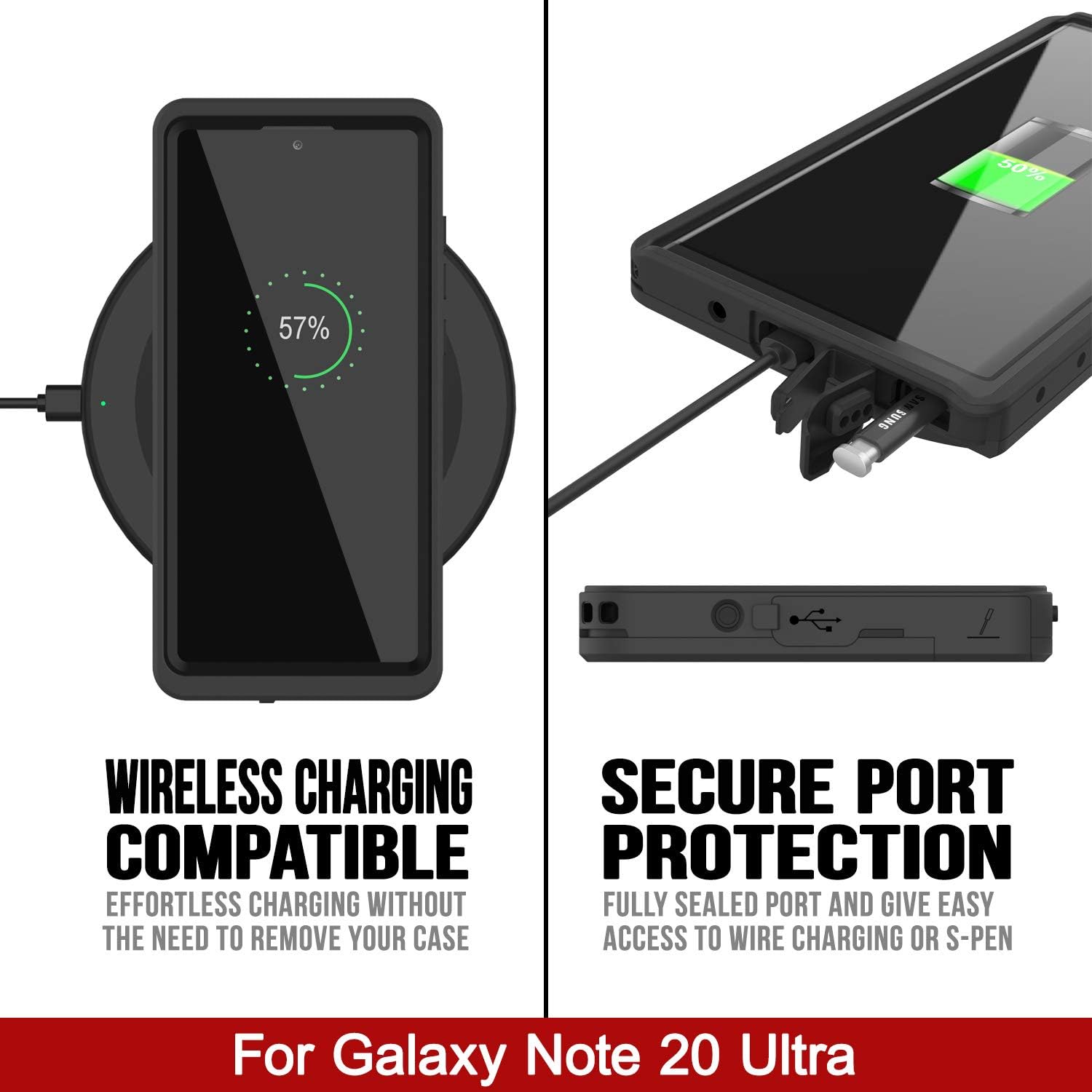 Punkcase Note 20 – Funda ultra impermeable StudStar Series Slim Fit Certificado IP68 A prueba de golpes Resistente a la suciedad A prueba de nieve