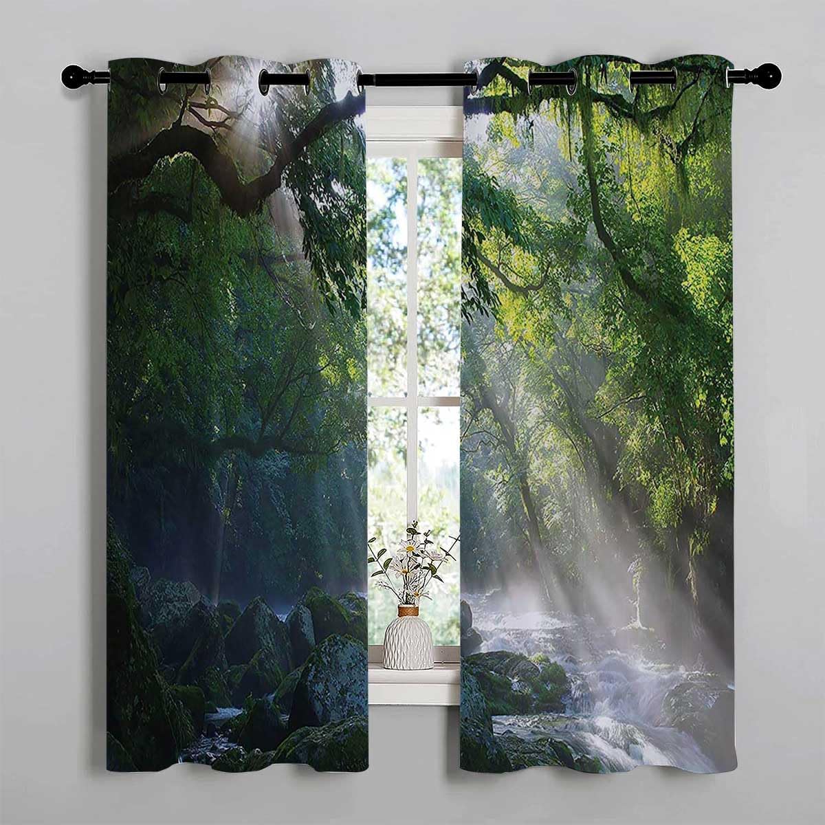 YANFENQI Cortinas para Habitacion – Cortinas para Habitacion con ojales para puerta corta, cortinas bohemias de 55 pulgadas de ancho por 45 pulgadas