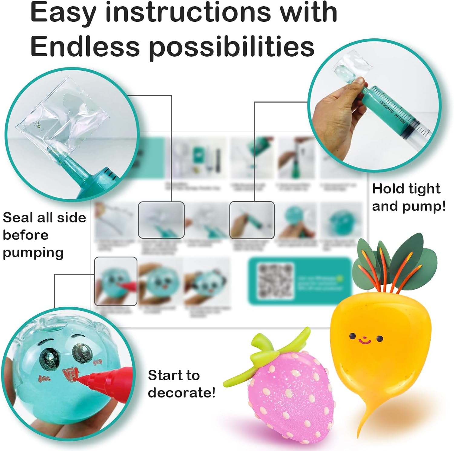 ToyUnited Kit de burbujas de nano cinta, juego de globos de agua con nanocinta de doble cara de 9.8 pies y juguetes de jeringa para niños, niñas,