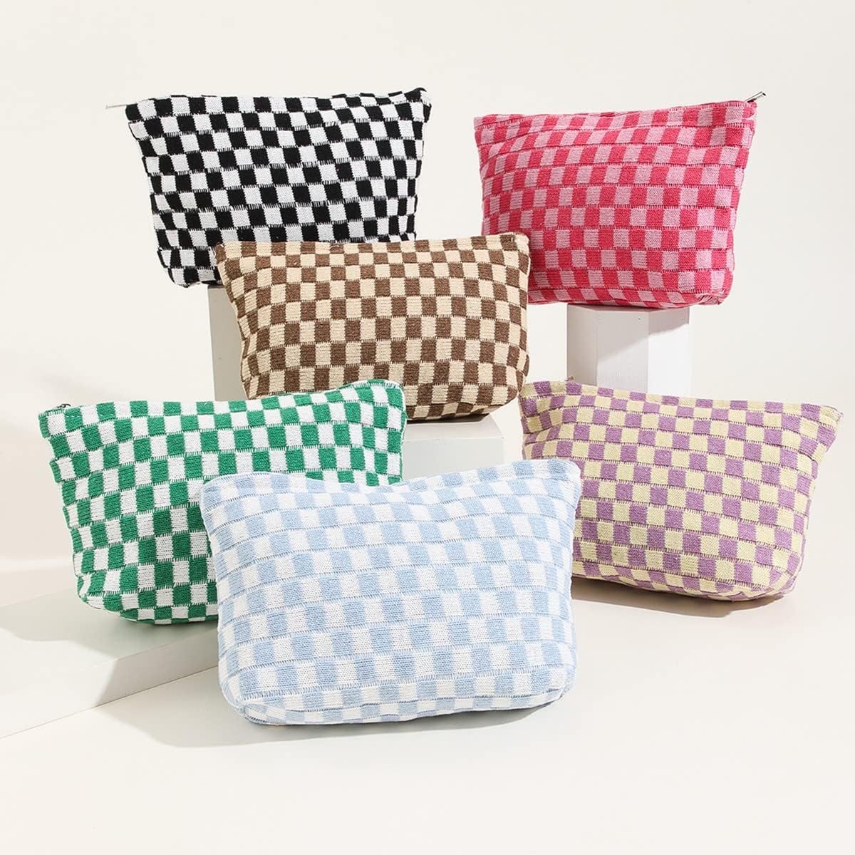 Bolsa de cosméticos, bonita bolsa de maquillaje Y2K, accesorios estéticos, bolsa de maquillaje Y2K, bolsa de maquillaje a cuadros, bolsa de
