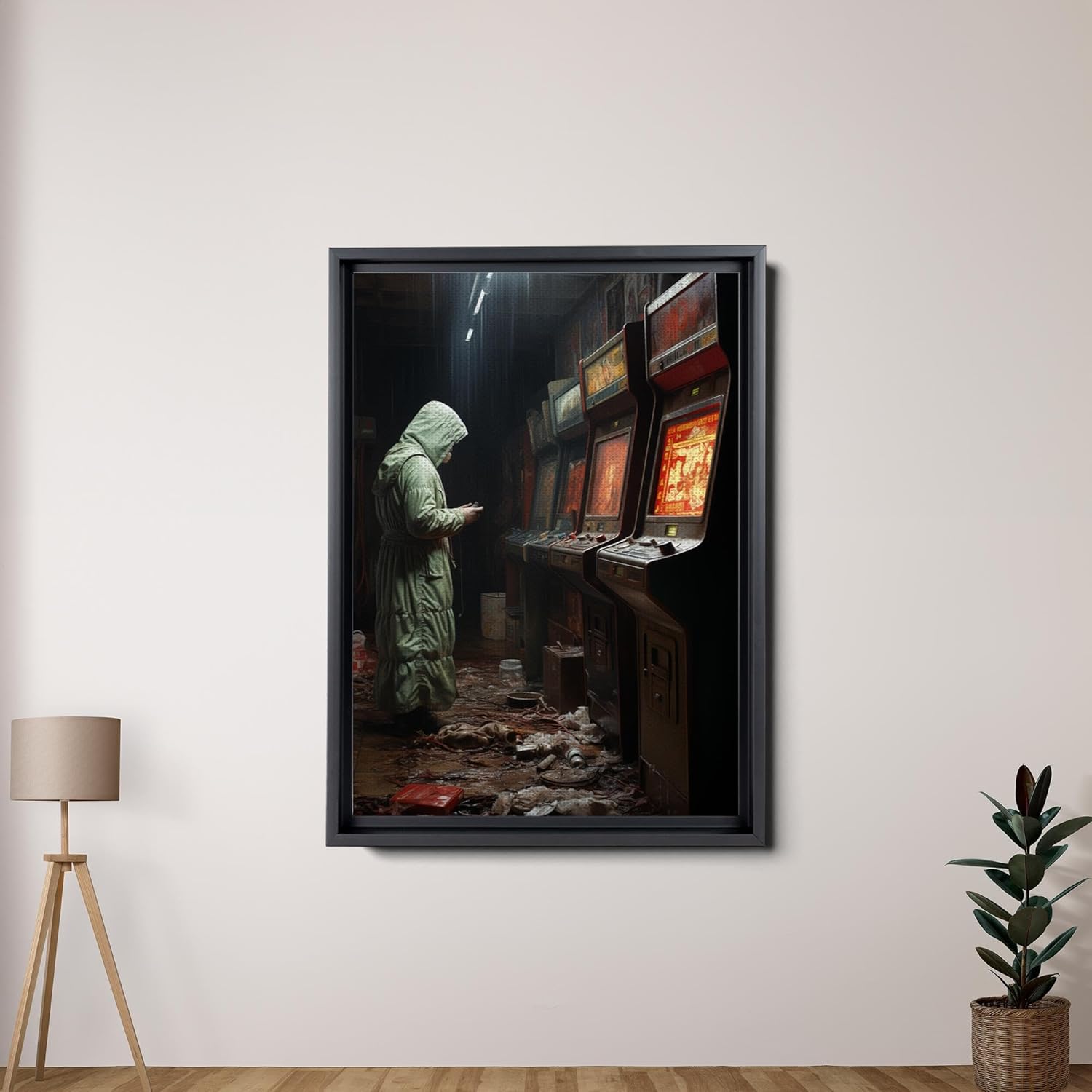 Ghost in an Abandoned Arcade, Nostalgia Poster, Art Poster Print, Dark Academia, Gothic Retro., Canvas Prints, Wall Decor