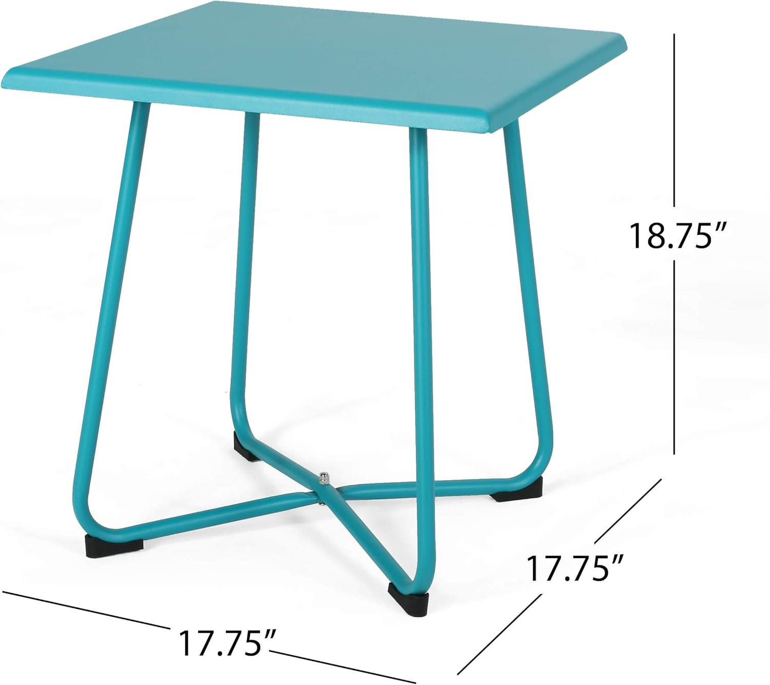 Christopher Knight Home Doris Outdoor – Mesa auxiliar moderna de 18 pulgadas con patas de acero, color verde azulado
