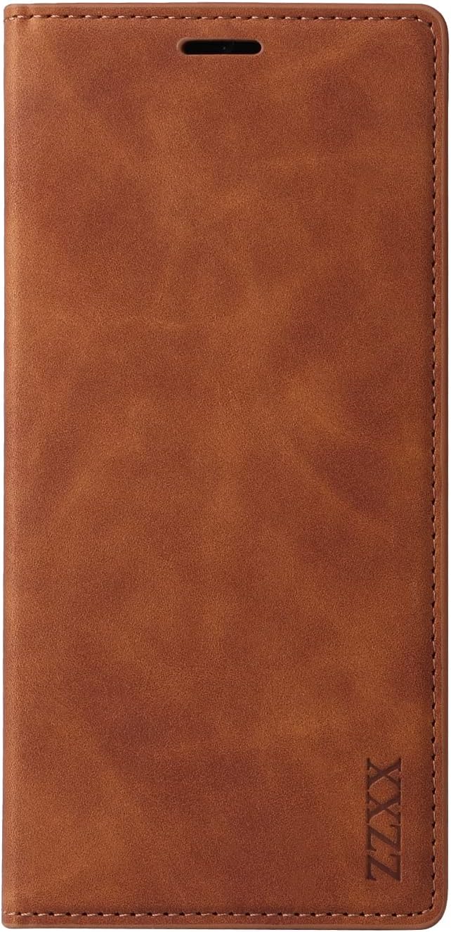 ZZXX Funda para Samsung Galaxy S22 Ultra con bloqueo RFID, ranura para tarjetas, función atril, magnética, de piel suave, plegable, para Samsung