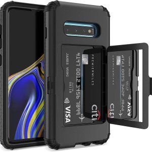 WeLoveCase Funda tipo cartera para Galaxy S10 Defender con espejo oculto, tres capas a prueba de golpes, protección resistente, funda protectora WeLoveCase Funda tipo cartera para Galaxy S10 Defender con espejo oculto, tres capas a prueba de golpes, protección resistente, funda protectora