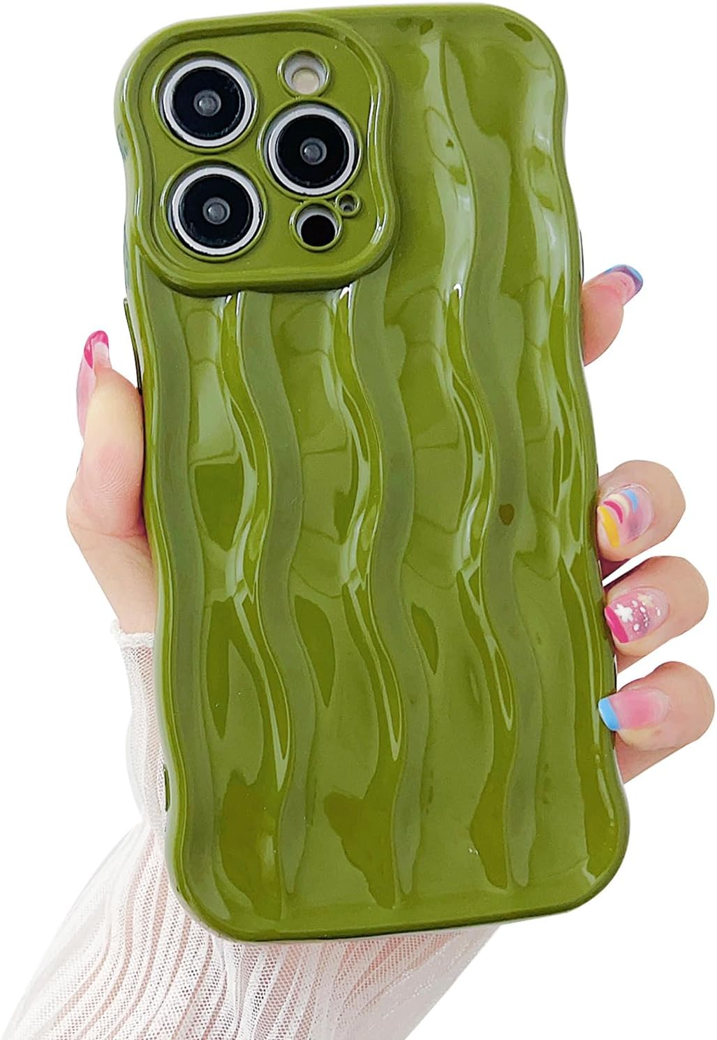 Sayoaho Diseñada para iPhone 14 Pro Max, diseño de ondas de agua, bonita funda de moda con forma de onda para mujeres y hombres, suave protección a