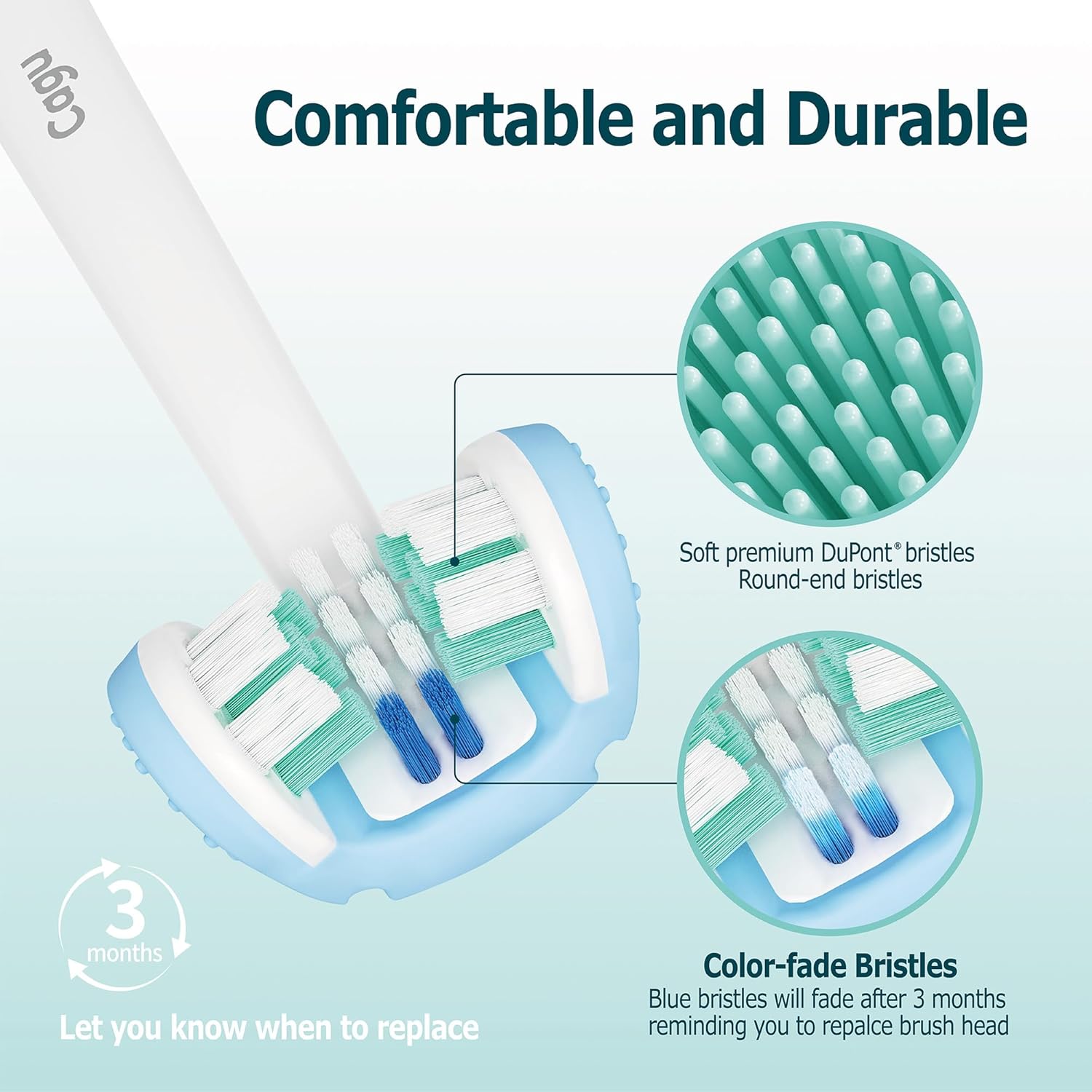 Cabezales de cepillo de dientes de tres caras con cepillo de lengua compatible con cabezal de cepillo de repuesto Philips Sonicare, cabezal de