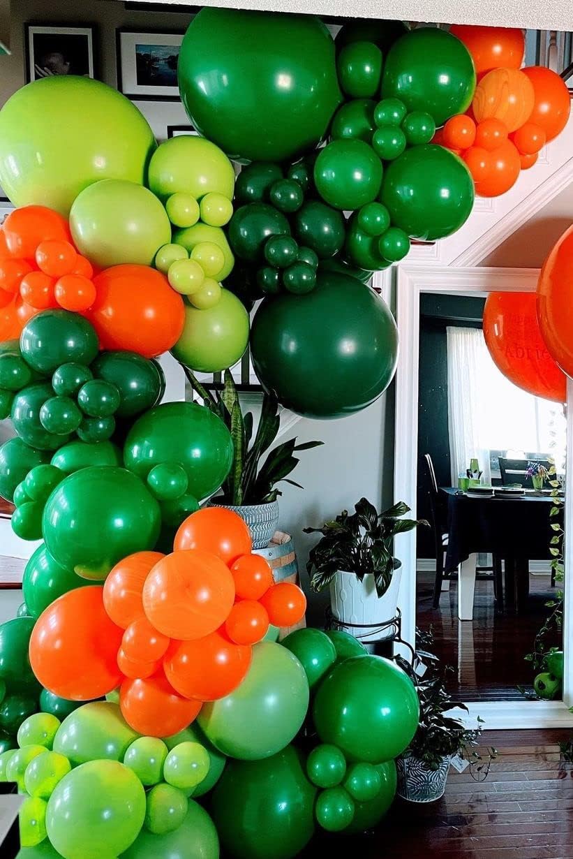 Paquete de 100 globos verdes de 5 pulgadas, globos de color verde oscuro de JOGAMS para decoraciones de fiesta de cumpleaños con temática de safari