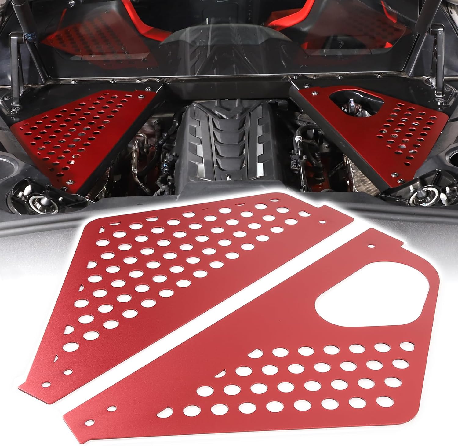 Cubierta de panel de bahía de motor compatible con Chevrolet Corvette C8 2020-2023, cubiertas traseras de aleación de aluminio para motor izquierda