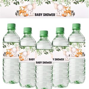 48 etiquetas para botellas de agua de animales de la selva, envolturas para botellas de agua para baby shower, calcomanías impermeables para 48 etiquetas para botellas de agua de animales de la selva, envolturas para botellas de agua para baby shower, calcomanías impermeables para