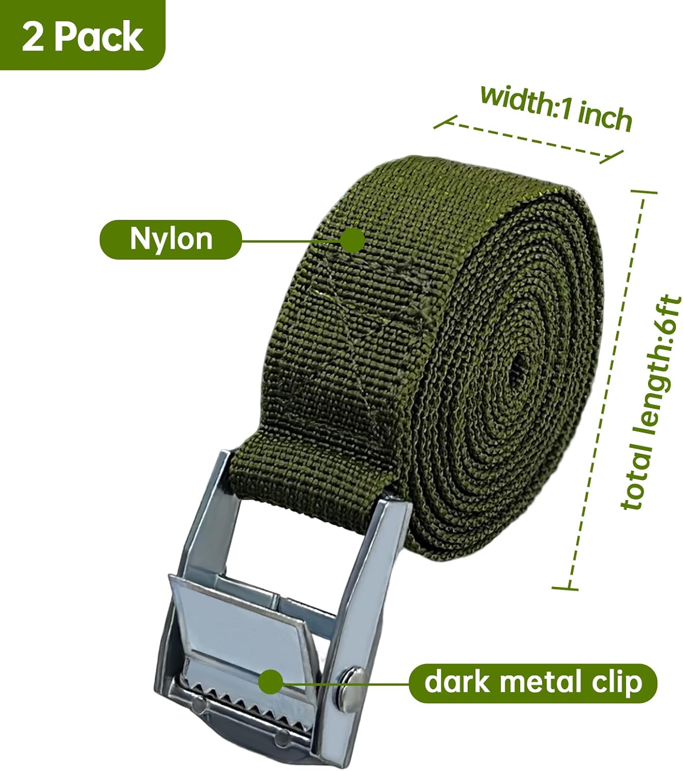 VOOPEAK Correas de cámara de sendero, correas de nailon con bloqueo de aleación, correa de montaje de cámara de juegos de 1 pulgada de ancho x 6