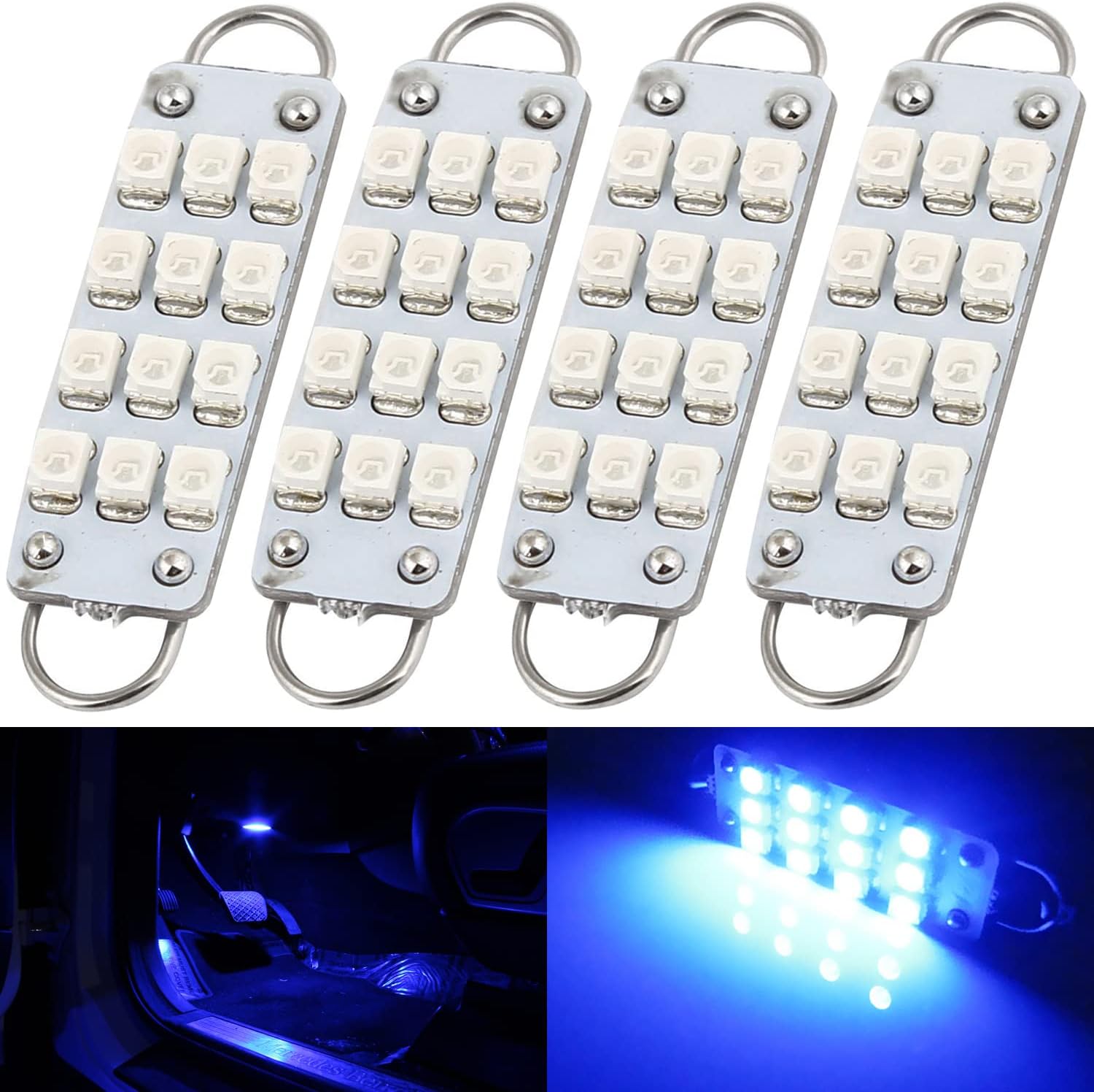SAWE – Bombillas LED 12-SMD 3528 Festoon de 1.732 in para puerta lateral de coche de cortesía de bucle rígido de 1.73 pulgadas bombillas LED 561 562