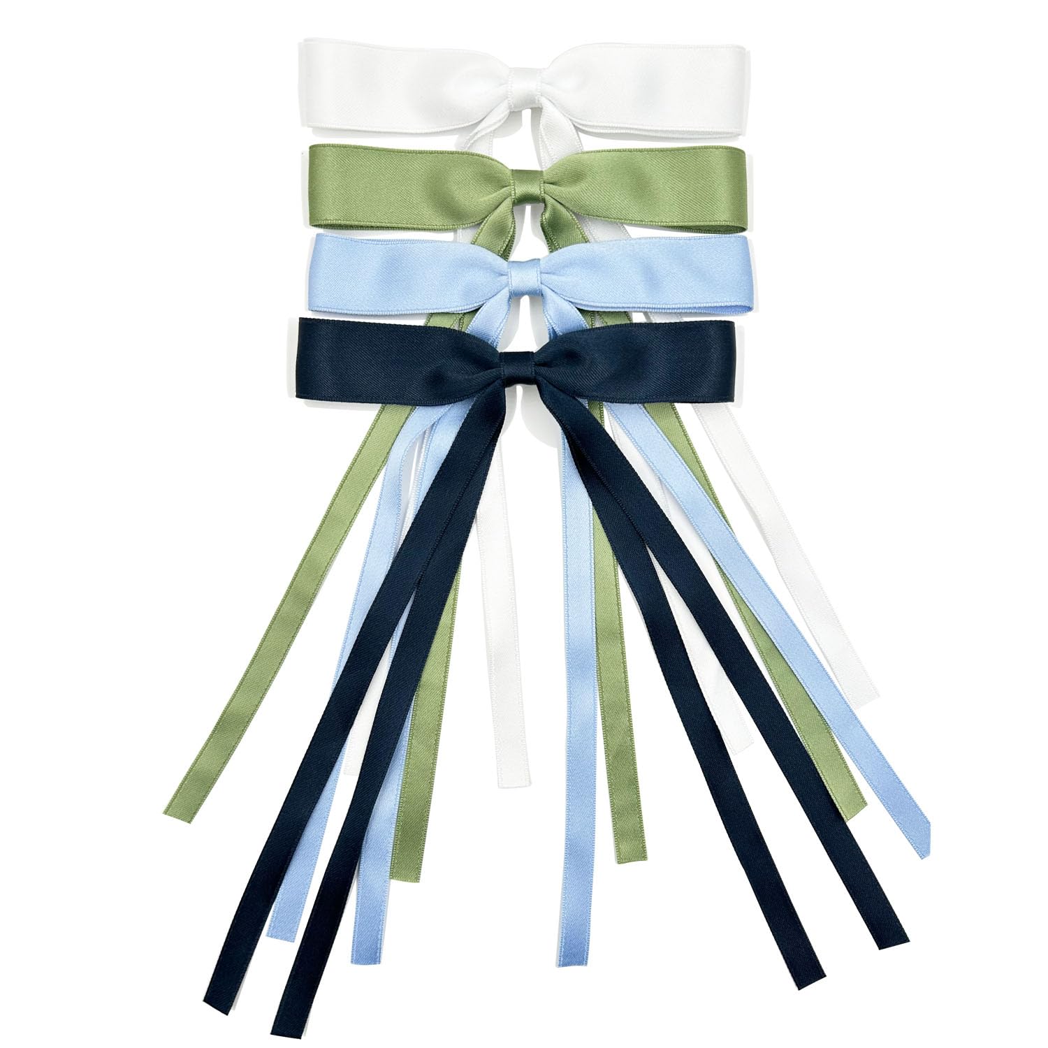 Pinzas para el cabello para mujer, lazo con borla y cola larga, clip para niña, accesorios sólidos, pasadores y lazo de garra (azul marino, blanco,