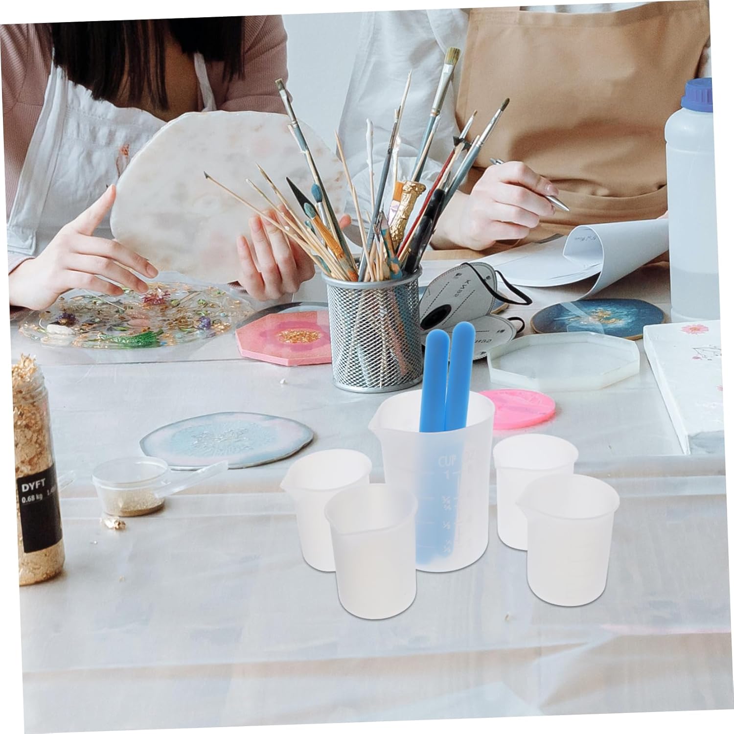SEWACC 5 Sets molde de para resina Silicone Measuring Cup Resin Mold epoxy Mixing Cup handicrafts Making Tool Paint Mixing Cup Stirring Rod