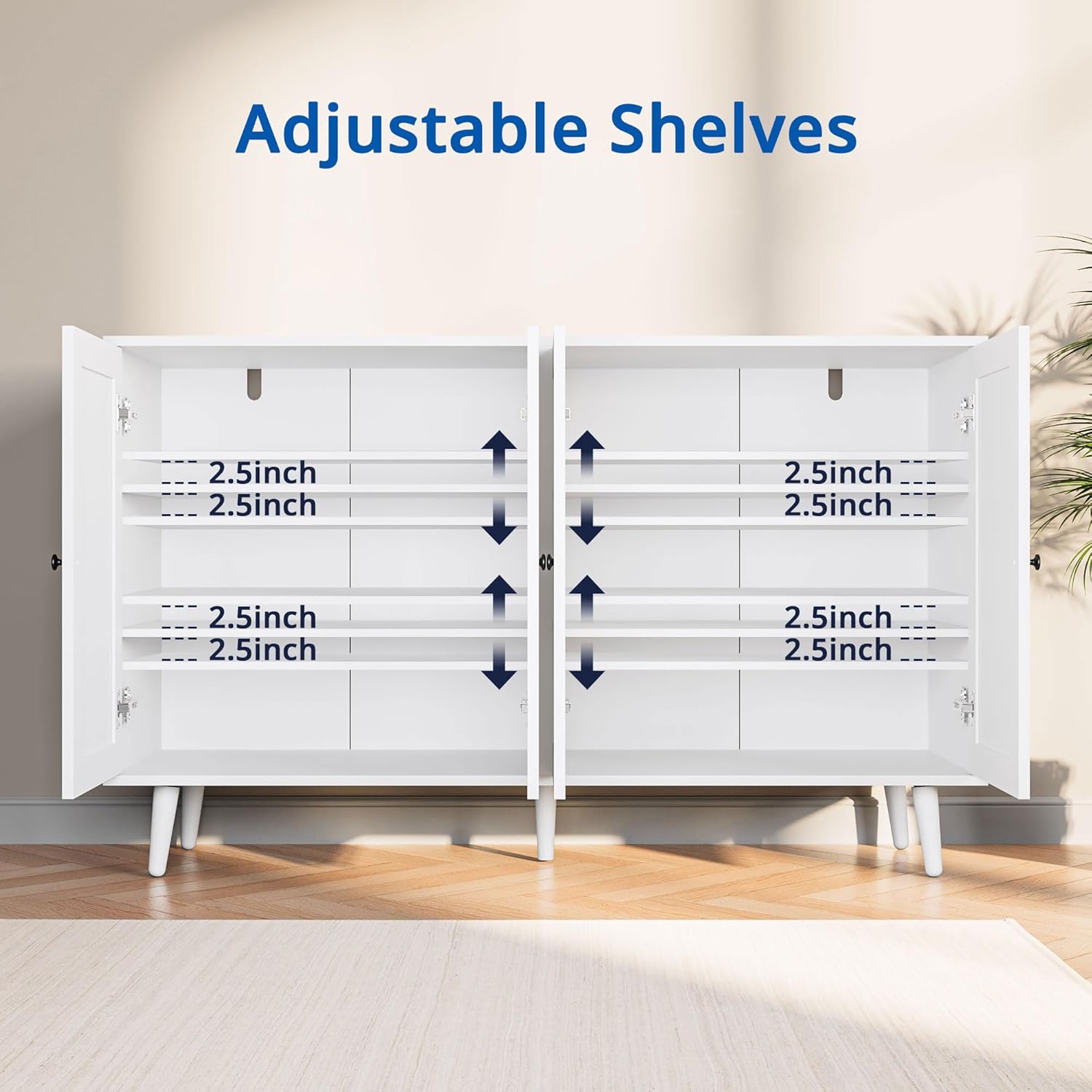 Cozy Castle Gabinete de buffet de ratán blanco con almacenamiento, aparador con 4 puertas de ratán, armario de almacenamiento para sala de estar,