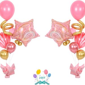 Juego de 2 soportes para globos con base sólida pesada, centros de mesa para cumpleaños, niñas, baby shower, San Valentín, decoración de fiesta de Juego de 2 soportes para globos con base sólida pesada, centros de mesa para cumpleaños, niñas, baby shower, San Valentín, decoración de fiesta de