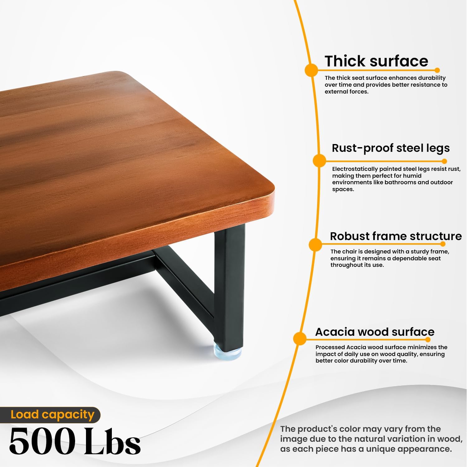 HOLANA 6.5″ Acacia Wood One Step Stool for Adults with Non-Slip Rubber Feet – 550 lbs Wooden Step Stools for Bed – Safety Stepping Stool Bathroom