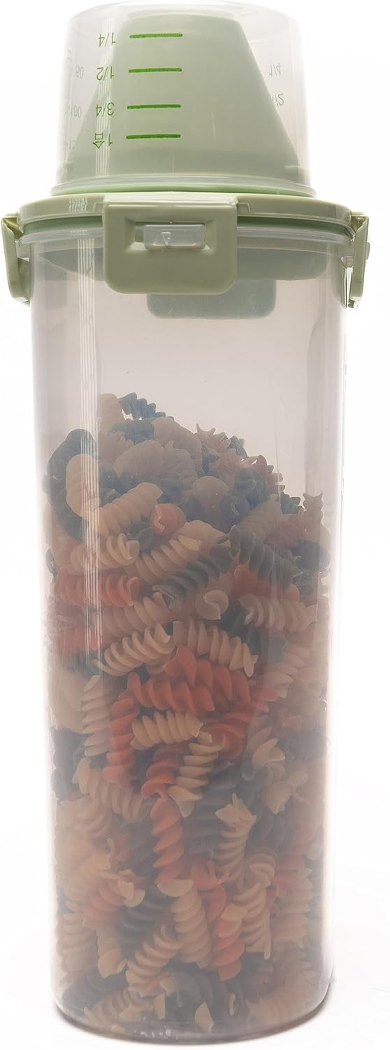 Recipiente de almacenamiento de alimentos, sellado hermético y recipiente de plástico transparente de grado alimenticio, sin BPA, taza medidora,