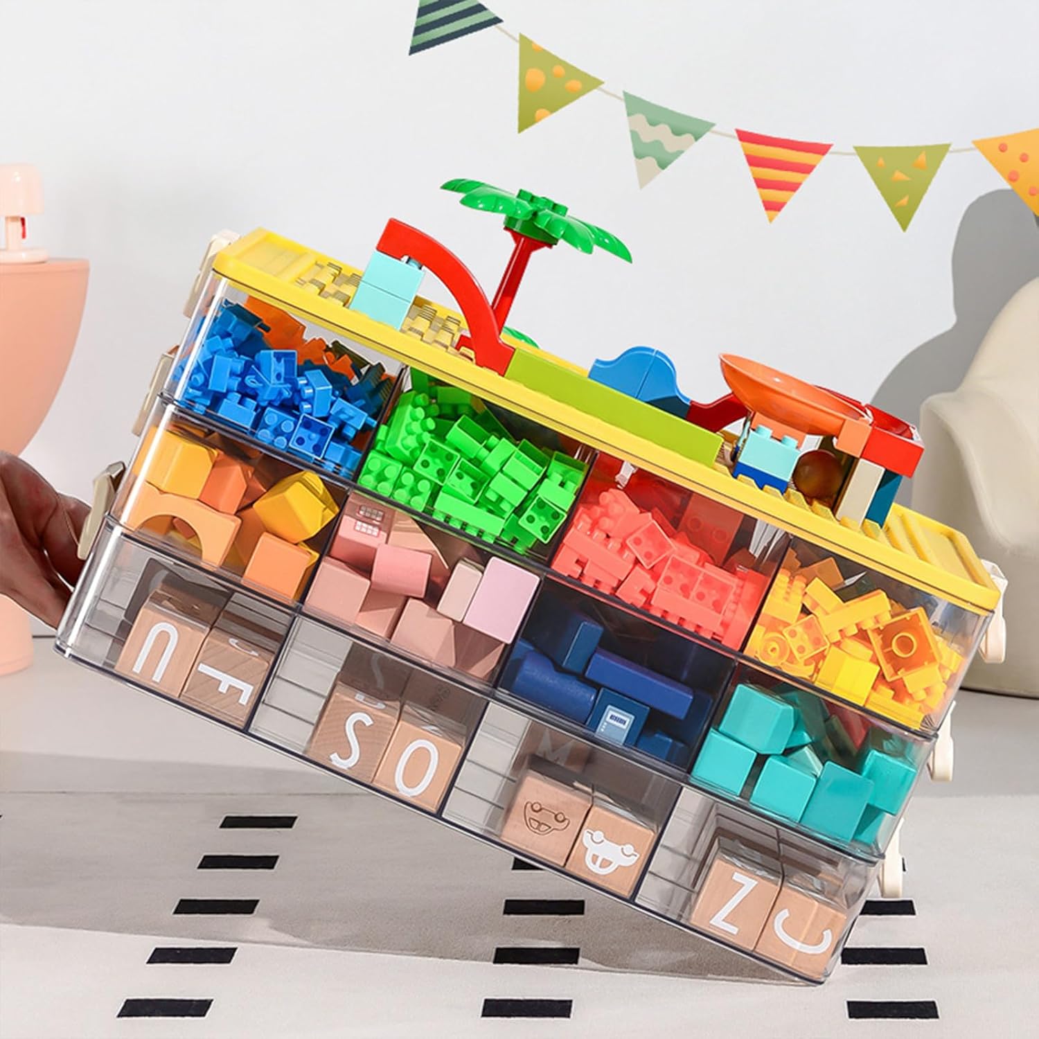 Contenedores organizadores de juguetes para Lego Building Block, contenedores de almacenamiento para almacenamiento de ladrillos de construcción,