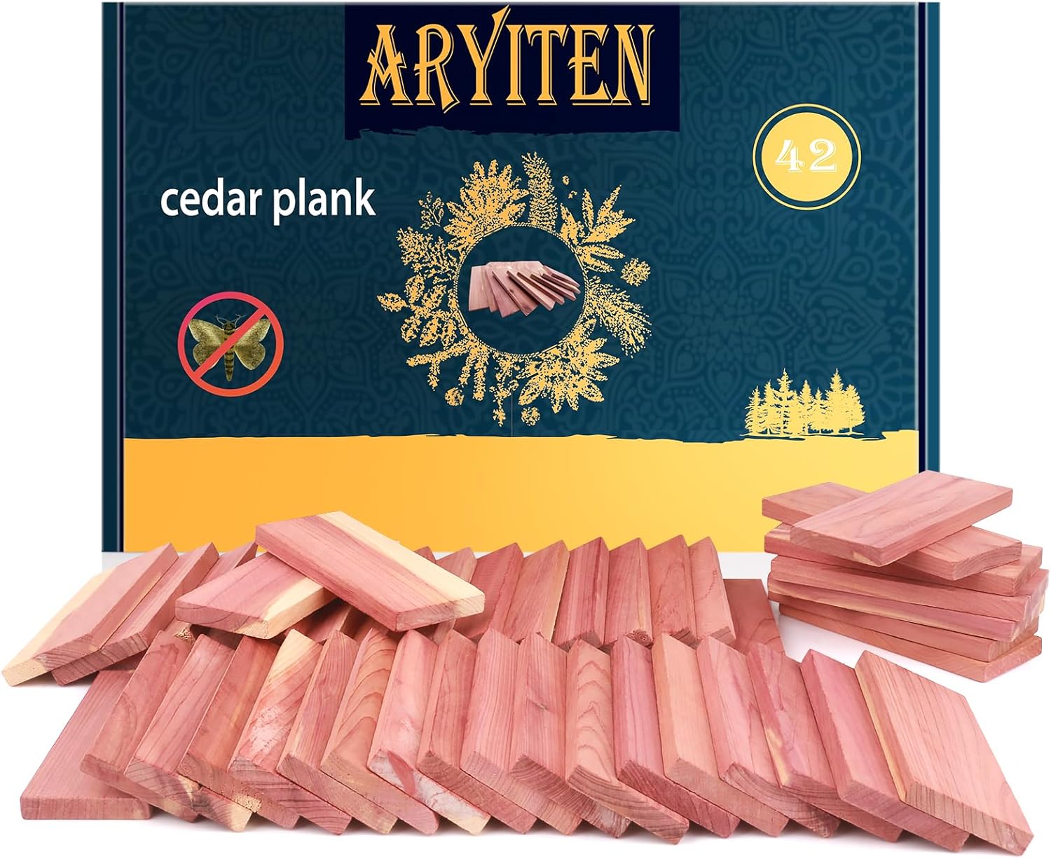 Aryiten Bloques de cedro para almacenamiento de ropa, paquete de 42 tablones de madera de cedro aromático para armarios y cajones ambientadores