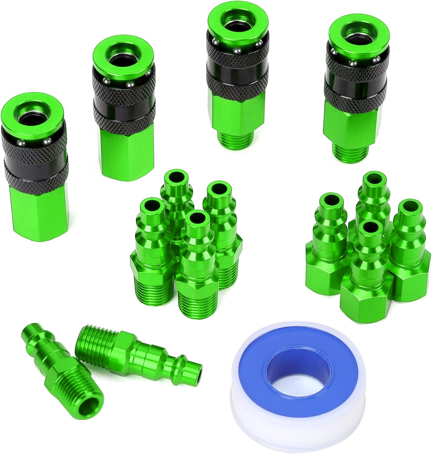 Kit de acoplador y enchufe de aire de aluminio NPT de 15 piezas, 14 de pulgada, accesorios de aire de conexión rápida, juego de conectores rápidos