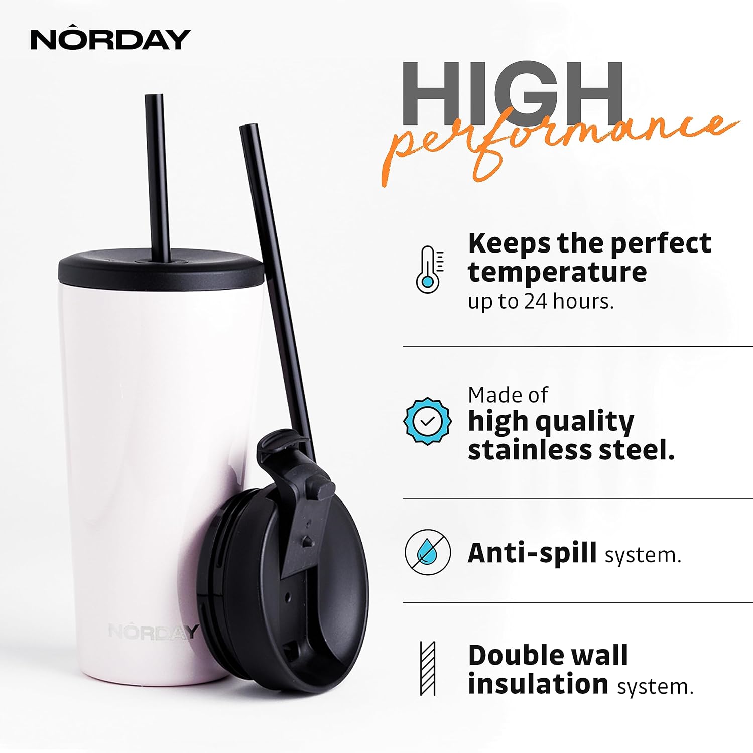 NORDAY Vaso con tapa y popote  Bloom 20oz  Vaso aislado con purpurina rubor  Vaso de acero inoxidable  Taza de café de doble pared  Mantiene la