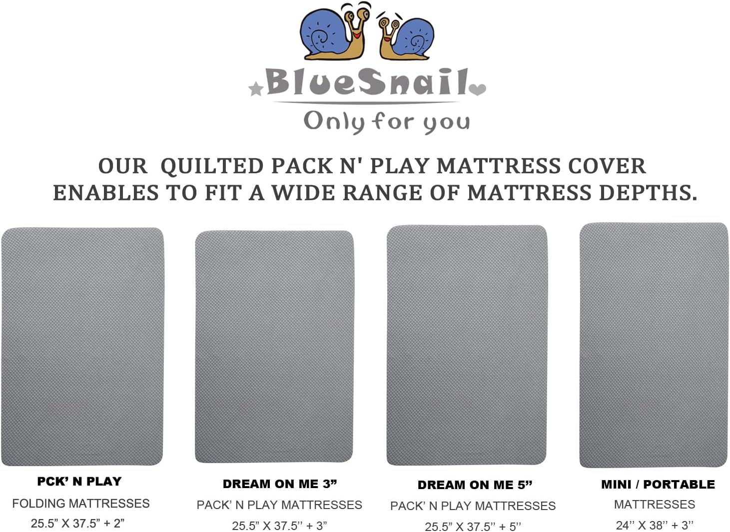 BlueSnail Funda de colchón suave y acogedora Pack n Play, protector de sábana bajera ajustable para Pack n Play, transpirable y 100% poliéster para