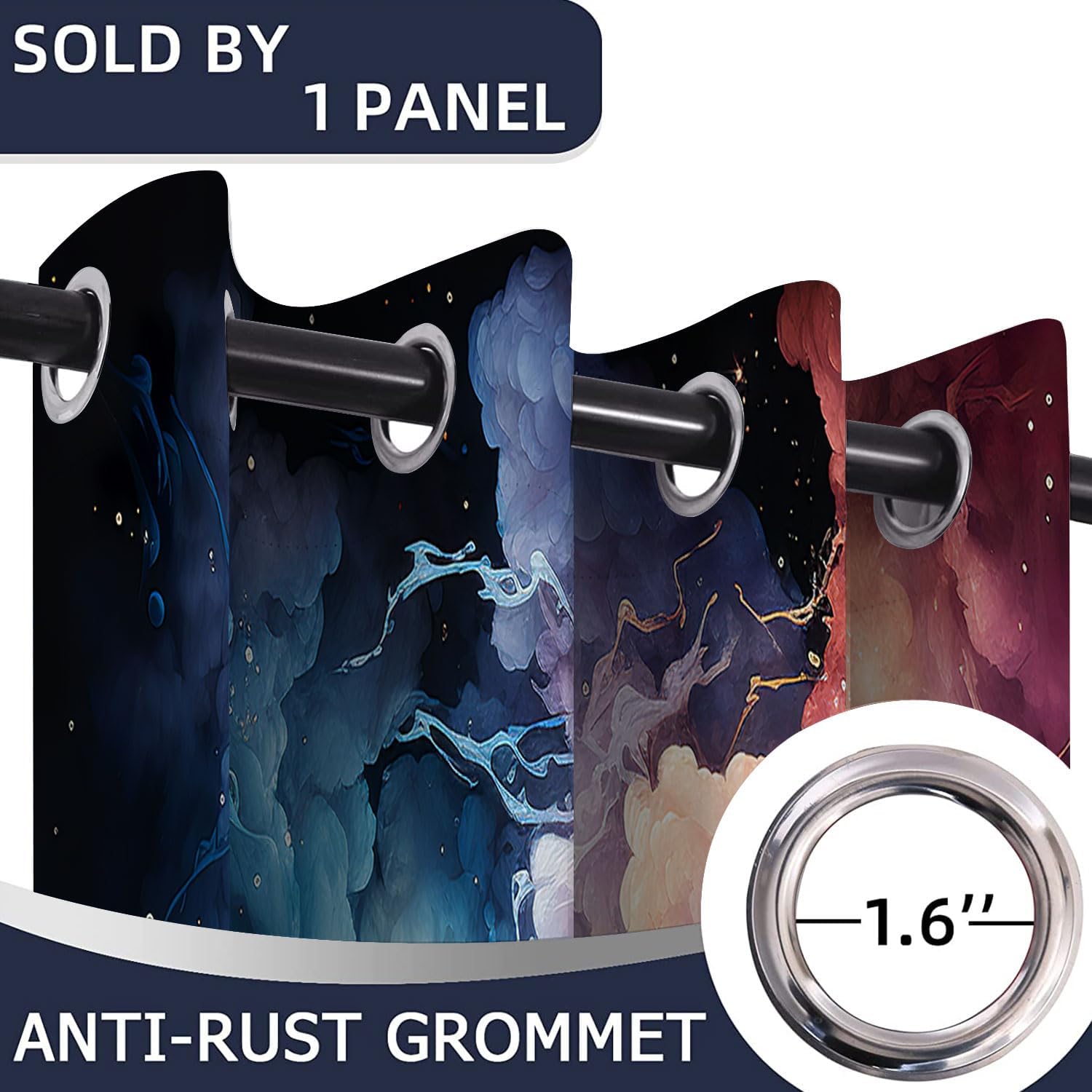 Cortinas de puerta Nebula para puertas, agujero negro, universo, espacio, galaxia, cortina opaca para armario de dormitorio de niños, ojales con