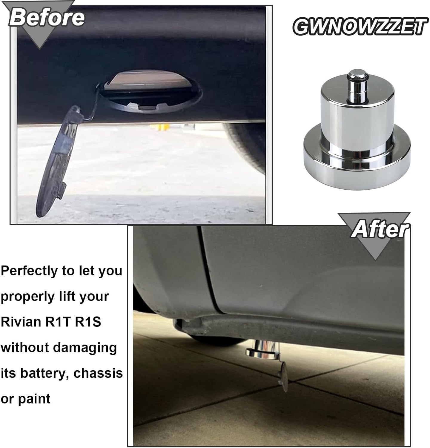 Almohadilla de elevación de aluminio compatible con Rivian R1T R1S, adaptadores Jack Pucks protege la batería y el chasis (1 unidad)