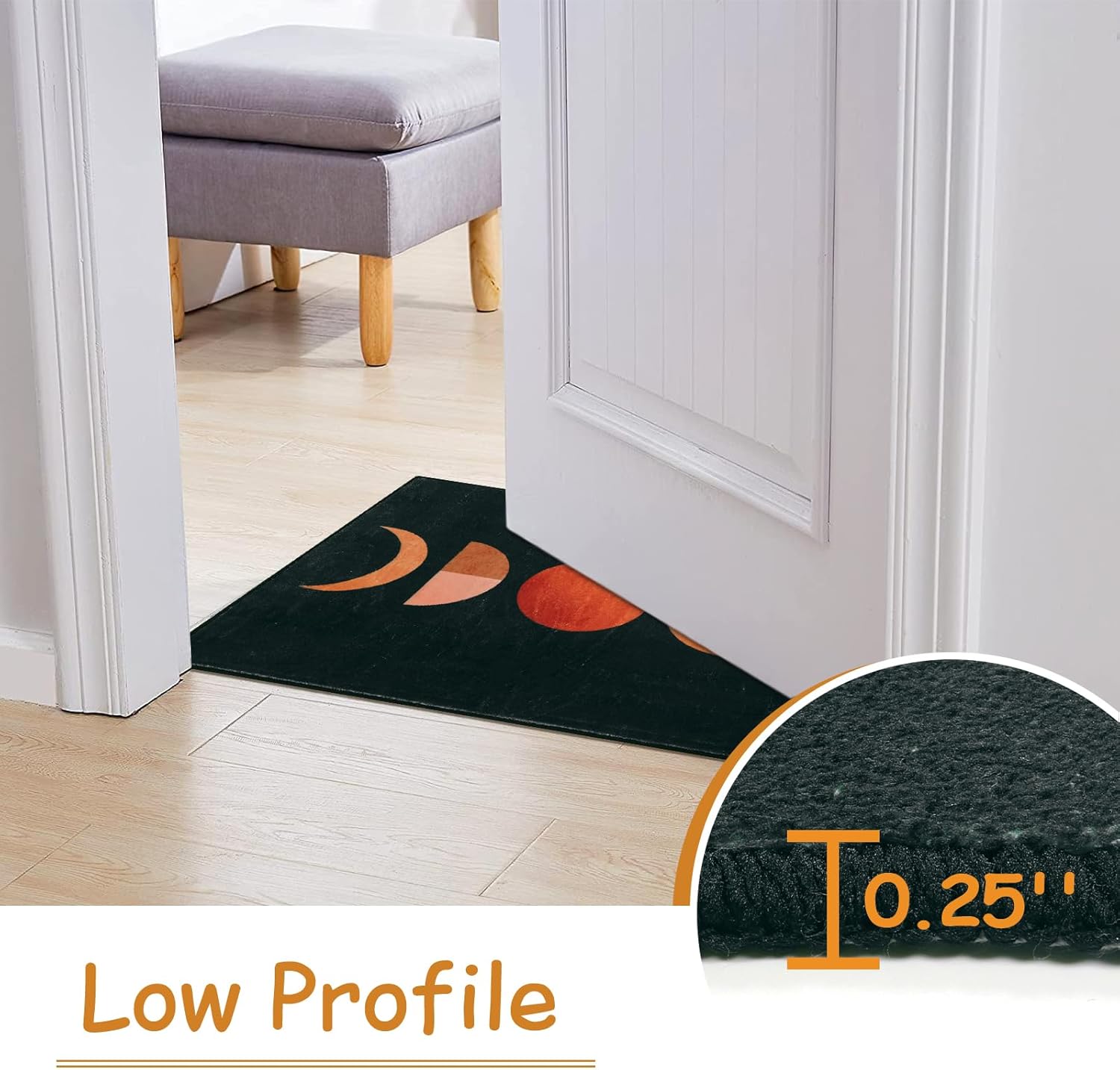 Lanffia Alfombra bohemia de 2 x 6 pies, alfombra de pasillo de fase lunar, lavable, alfombra de lana sintética para interiores, alfombra de pelo