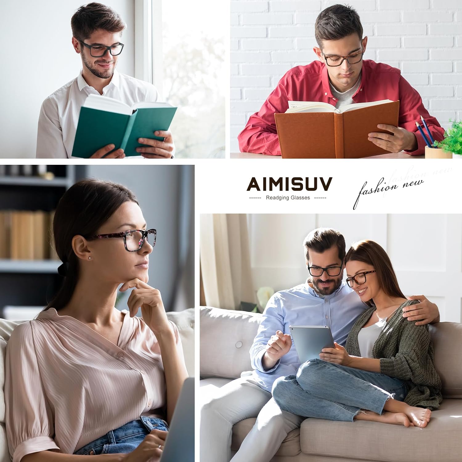 Gafas de lectura para hombres y mujeres, paquete de 5 unidades con filtro UV con bloqueo de luz azul, para lectores de computadora, anteojos
