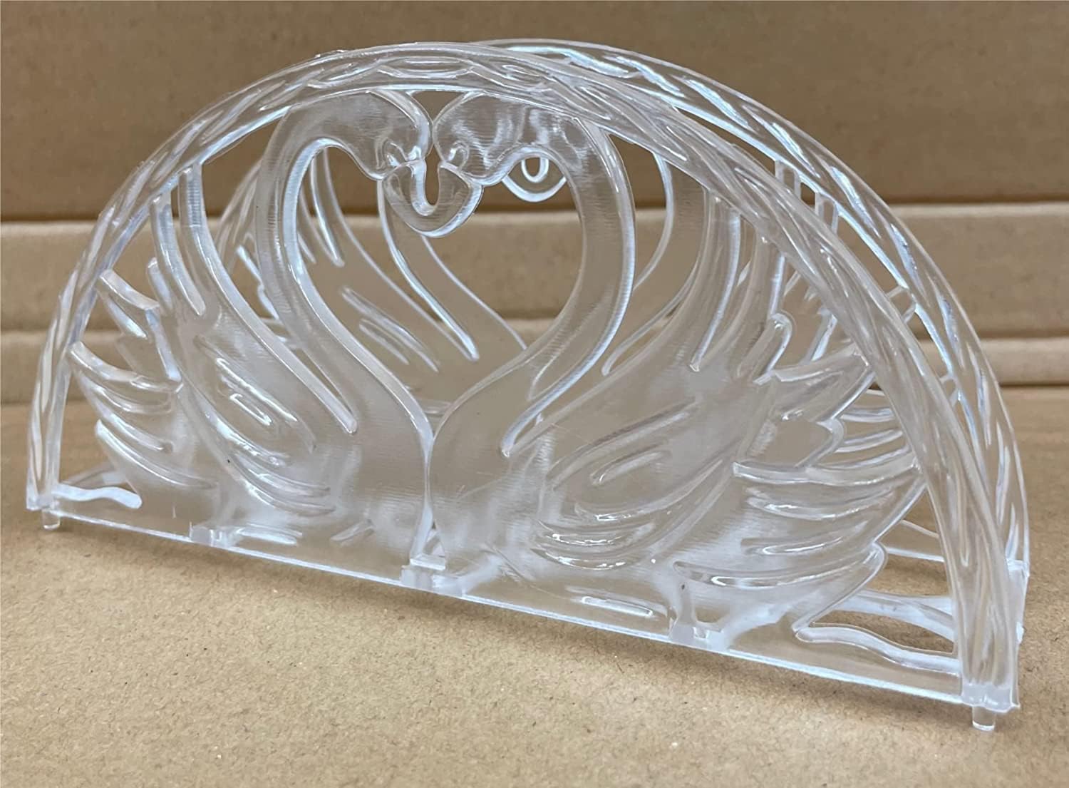 Servilletero de 7 pulgadas, diseño de corazón de cisne doble, 12 piezas, plástico transparente