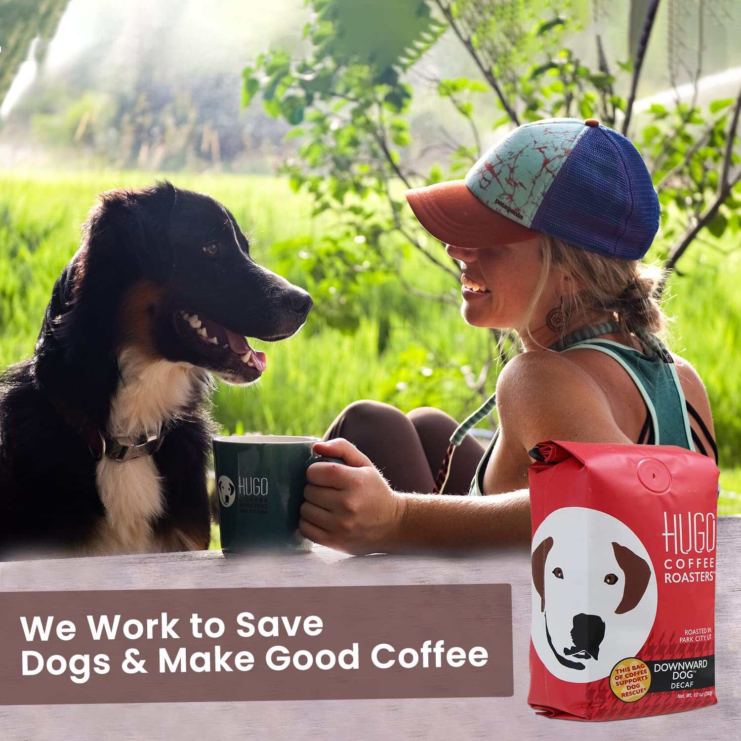 Hugo Coffee – Café descafeinado para perros con sabor orgánico almizclado, pan con plátano, sabores de caramelo y cacao, Hugo apoya los rescates de