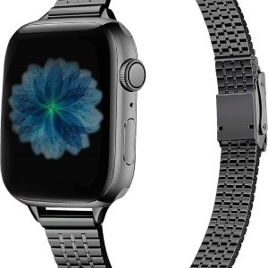 Secbolt Correas finas compatibles con Apple Watch Band de 1.49, 1.57, 1.61, 1.65, 1.73 y 1.77 pulgadas, iWatch SE Series 87654321, de acero Secbolt Correas finas compatibles con Apple Watch Band de 1.49, 1.57, 1.61, 1.65, 1.73 y 1.77 pulgadas, iWatch SE Series 87654321, de acero