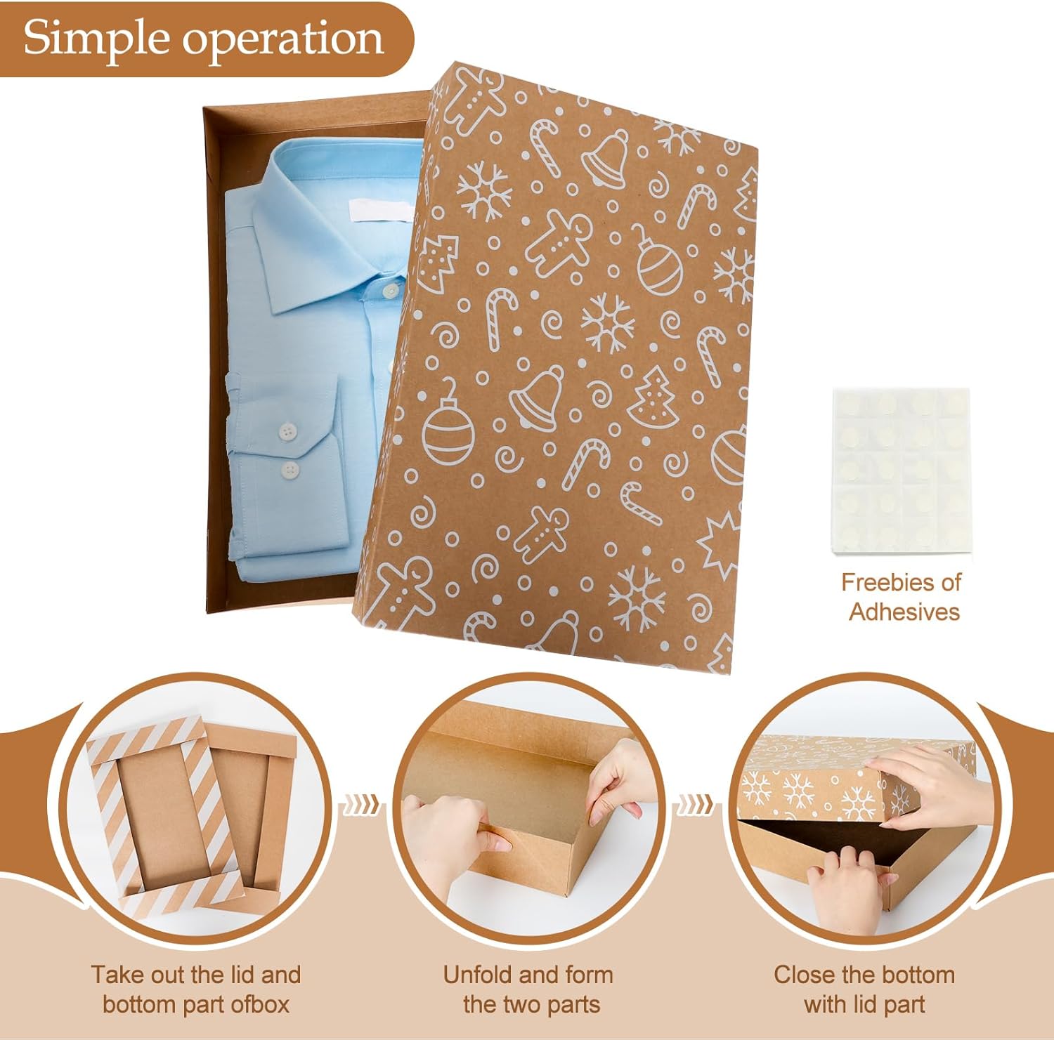 joyhalo Paquete de 18 cajas de regalo de Navidad con tapas para regalos, batas de papel kraft grandes a granel, abrigo, suéter, ropa, camisas, cajas