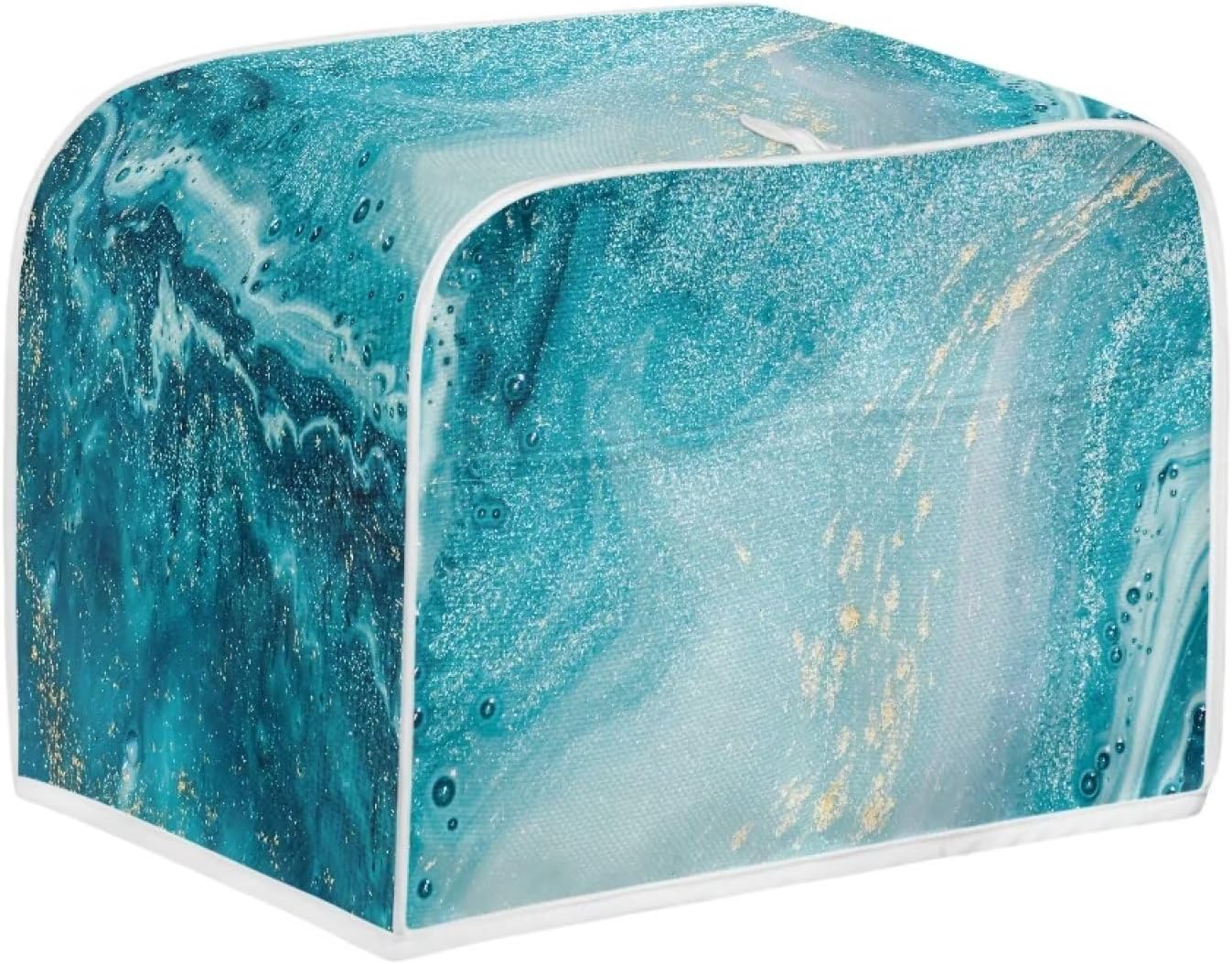 Cubierta antipolvo para tostadora con bolsillos, compatible con tostadora de 4 rebanadas, panificadora con estampado de mármol azul, accesorios para