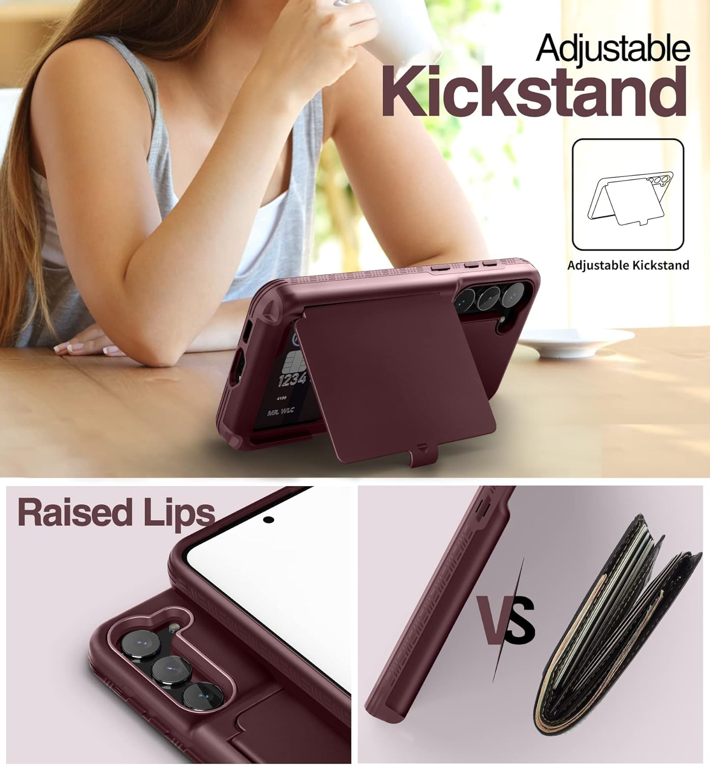 WeLoveCase Funda tipo cartera para Samsung Galaxy S23 Plus con tarjetero y espejo oculto, protección completa a prueba de golpes, diseñada para