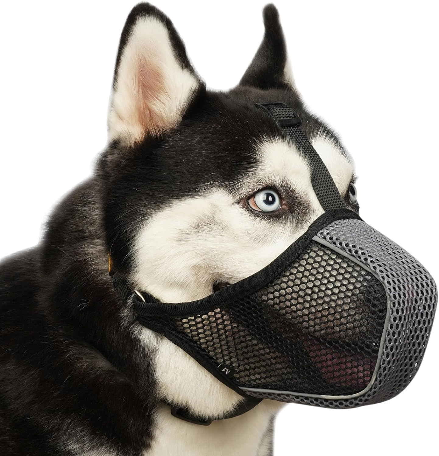 Mayerzon Bozal para perro, bozal suave de malla para perros grandes, medianos y pequeños, para carro, aseo y morder, bozal reflectante y