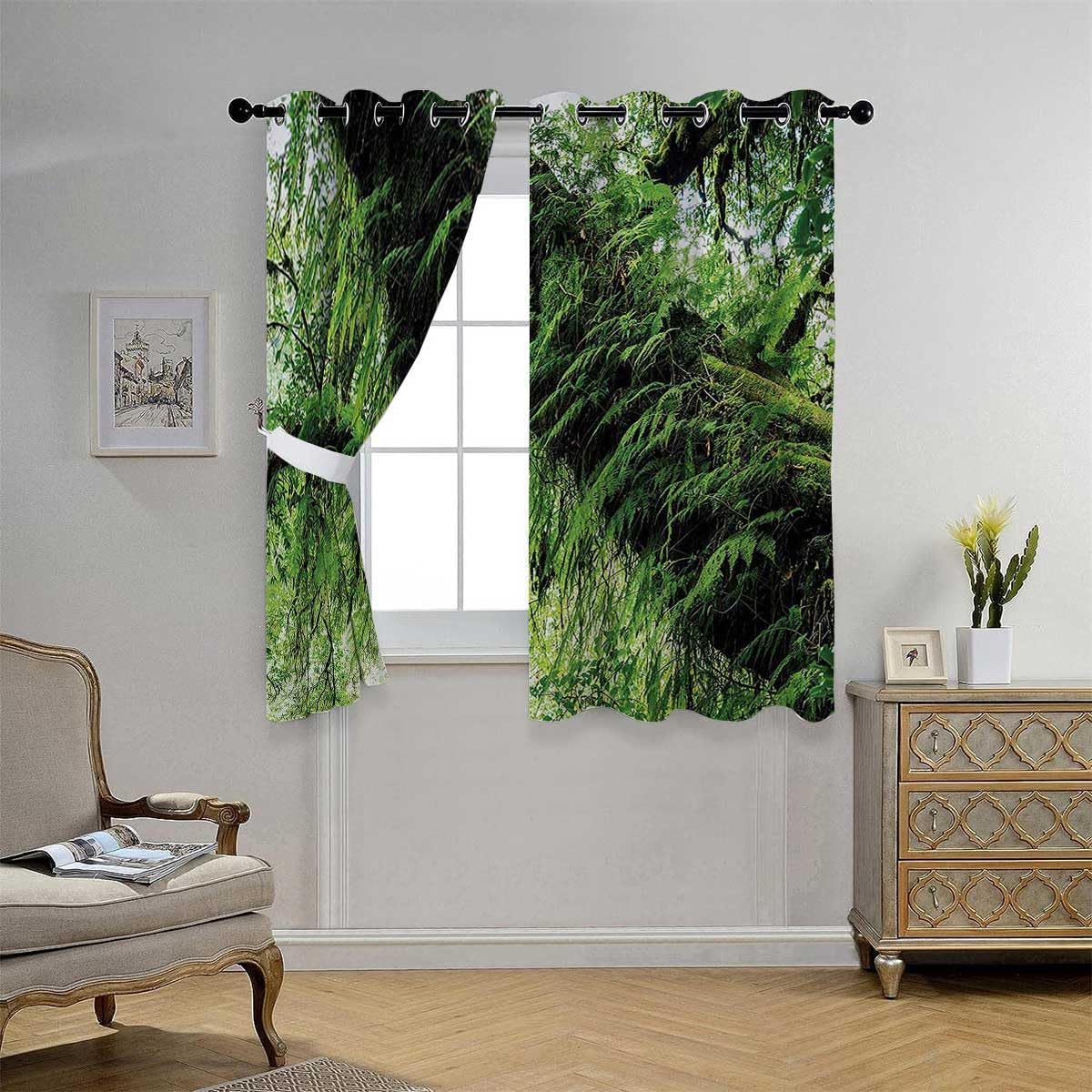 YANFENQI Cortina Blackout para Habitacion Rainforest Acordeon Puerta de Garaje Cortina 55 pulgadas de ancho por 55 pulgadas de largo, 2 paneles