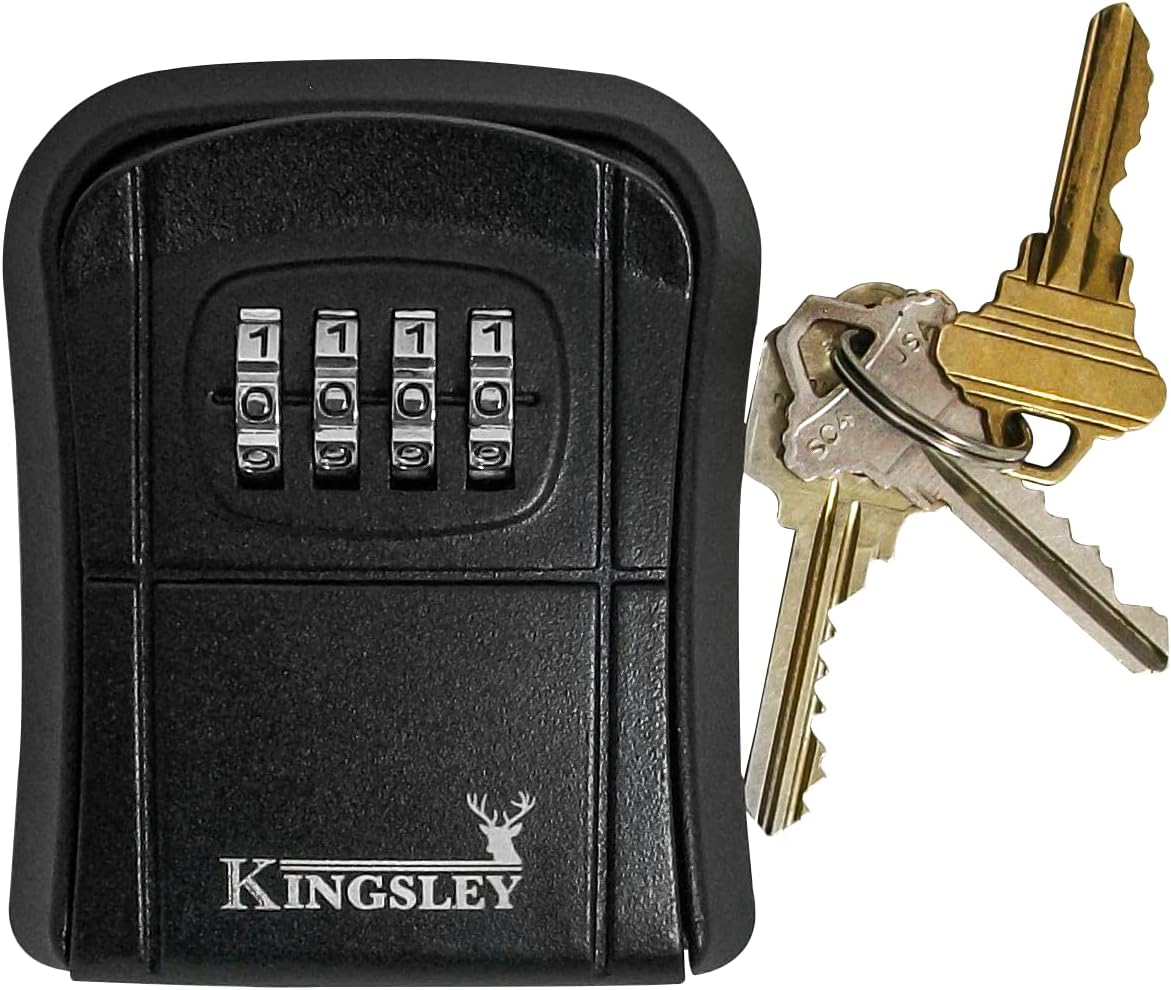 Kingsley QCH-807 Caja de almacenamiento de llaves, montada en la pared, código reiniciable, caja de bloqueo de llave de inmobiliario resistente al