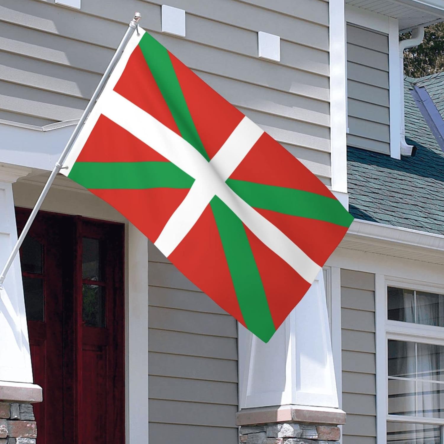 Bandera del País Vasco de doble cara de 3 x 5 pies, banderas para exteriores, banderas decorativas duraderas para interiores y patio, banderas